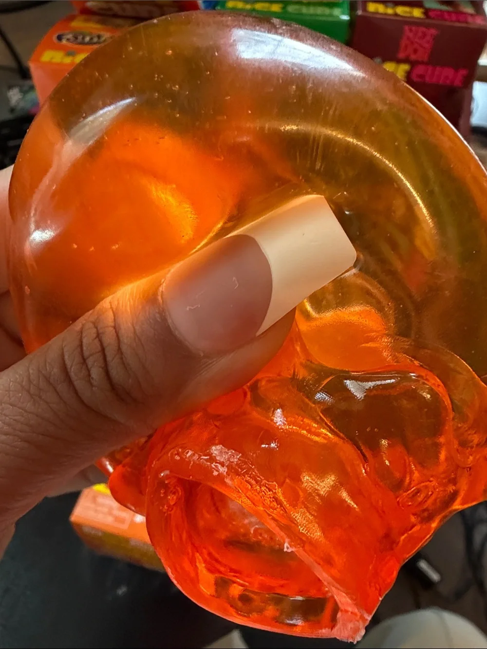 Orange Super Solid Squish! Ice Cube Toy